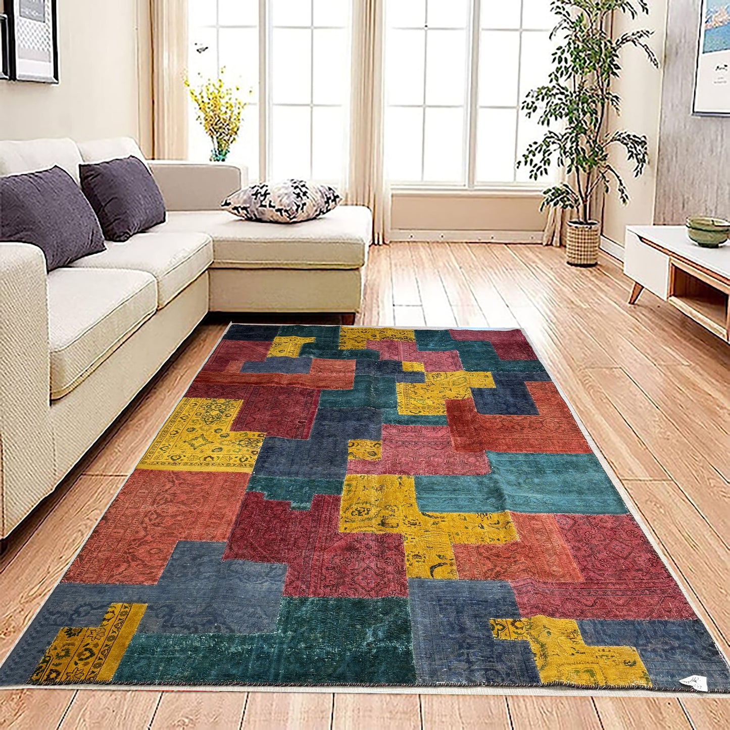 Patchwork Afghan Rug – Unique Handwoven Design