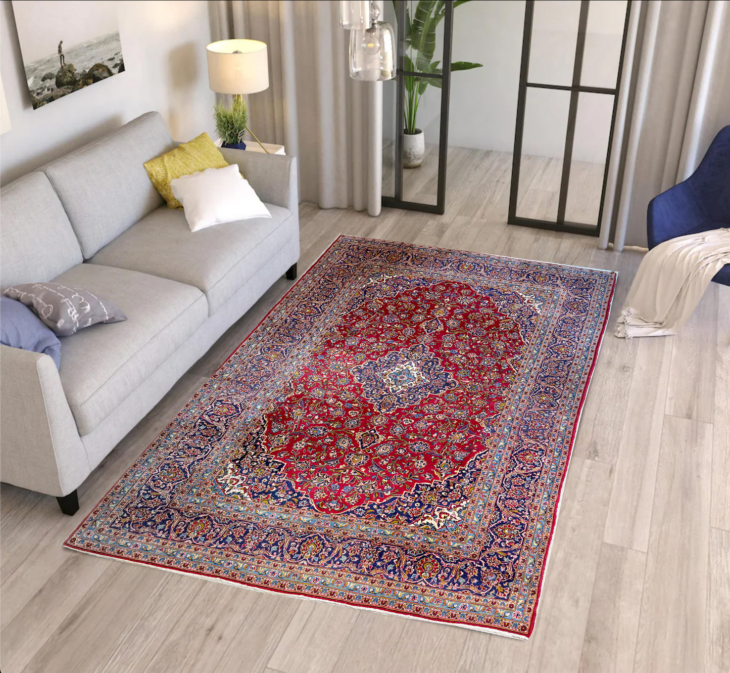 Persian Kashan 100% Wool Pile Rug – Handwoven Luxury