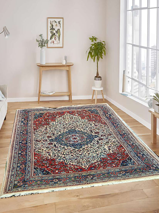 Elegant Ivory Tabriz Carpet – Persian Sophistication in Light Tones