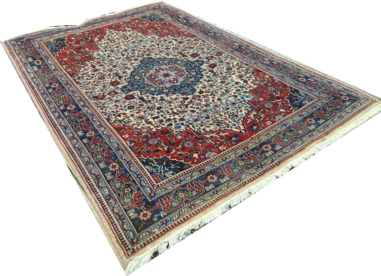 Elegant Ivory Tabriz Carpet – Persian Sophistication in Light Tones